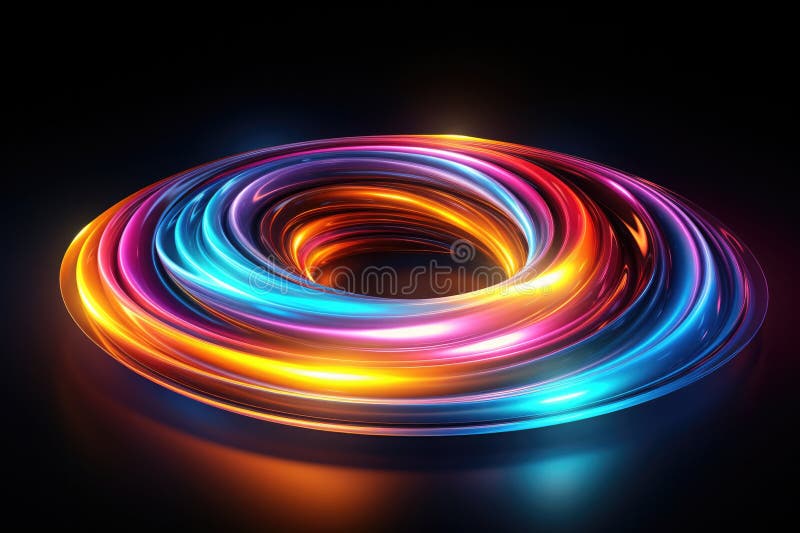 Abstract Circle in Multicoloured Rainbow Colours on Black Background