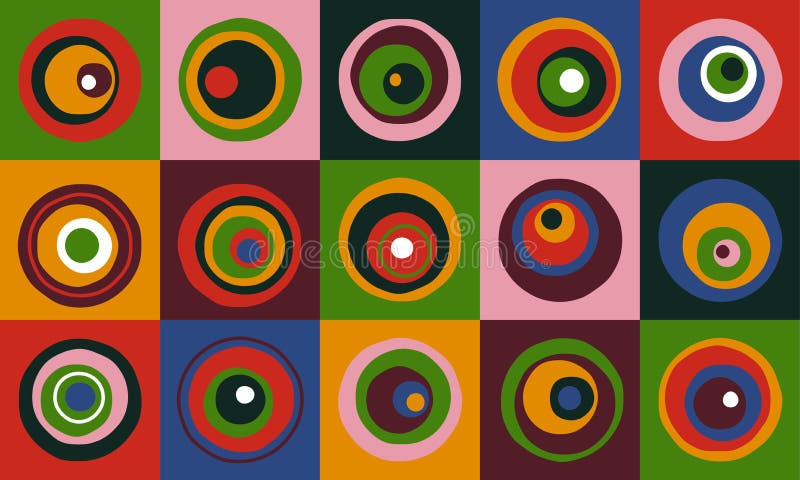 Abstract circle pattern. Geometric bauhaus shapes, concentric circles suprematism style, modern background. Vector art vector illustration