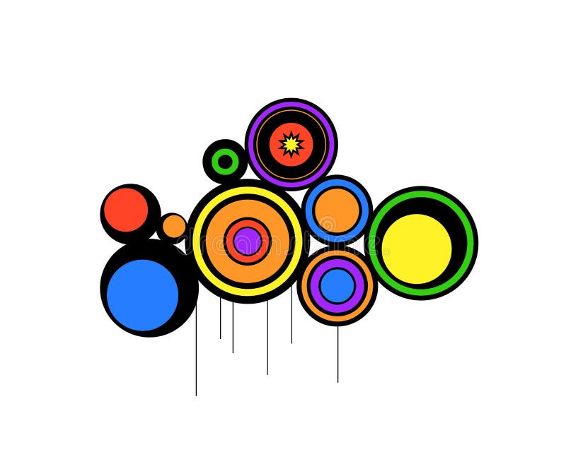 Abstract circles retro colors vector illustration
