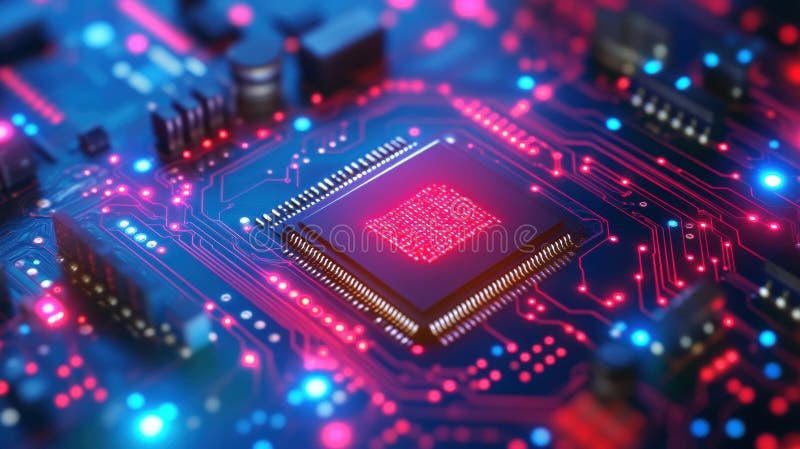 Abstract circuit board design with modern tech visuals stock illustration