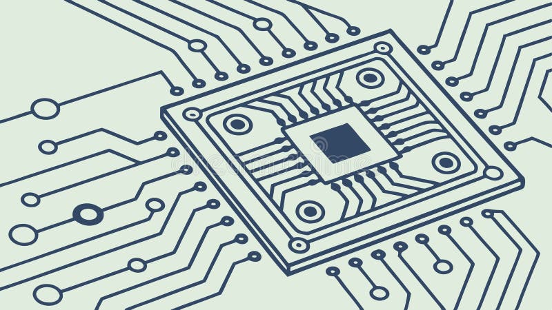 Abstract circuit board design technology electronics microchip, vector design Generative AI vector illustration