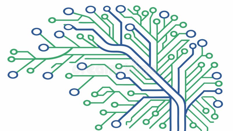 Abstract Circuit Board Tree Illustration, vector design Generative AI stock illustration