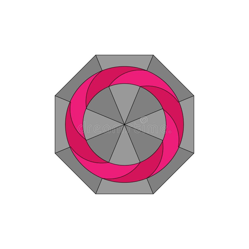 Abstract circular element. Pink swirl Vector. Geometric round shape. Modern spiral symbol. royalty free illustration