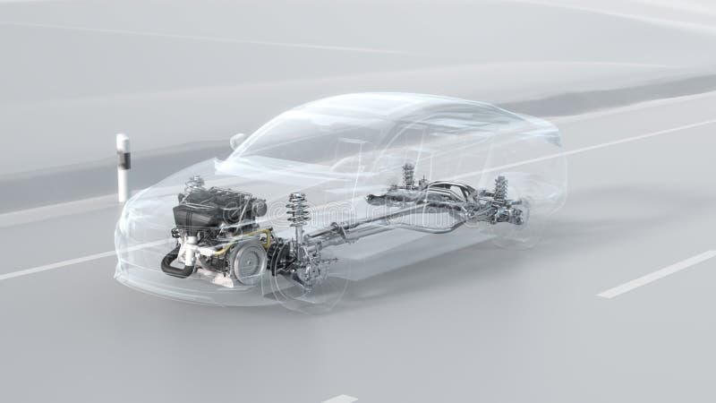 Abstract city car structure overview during drive. Opacity design 3d illustration royalty free stock photography