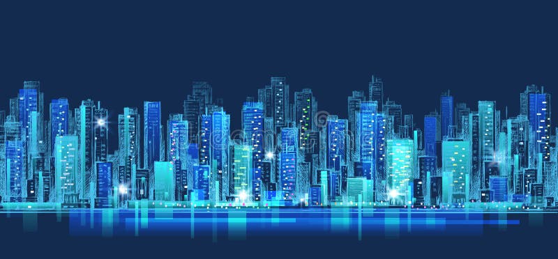 Abstract city scene on night time, cityscape vector design royalty free illustration Abstract city scene on night time, cityscape vector design royalty free illustration