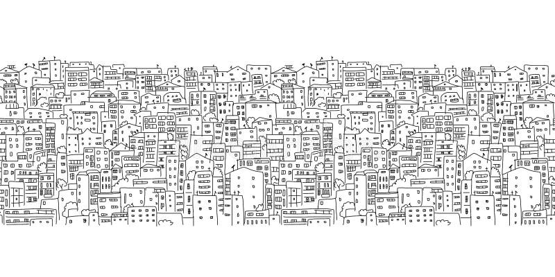 Abstract cityscape background, seamless pattern stock illustration