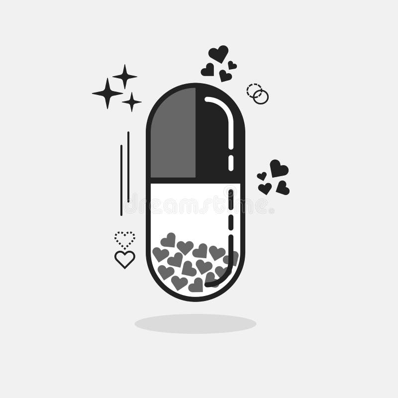 Abstract close up of conceptual heart vertical capsule stock illustration