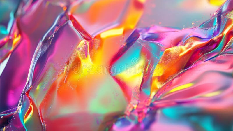 Abstract Close-up of Shimmering, Wrinkled, Iridescent Plastic stock illustration