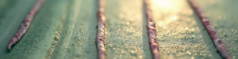 Abstract close-up of soft pink lines on green surface with sunlight stock illustration