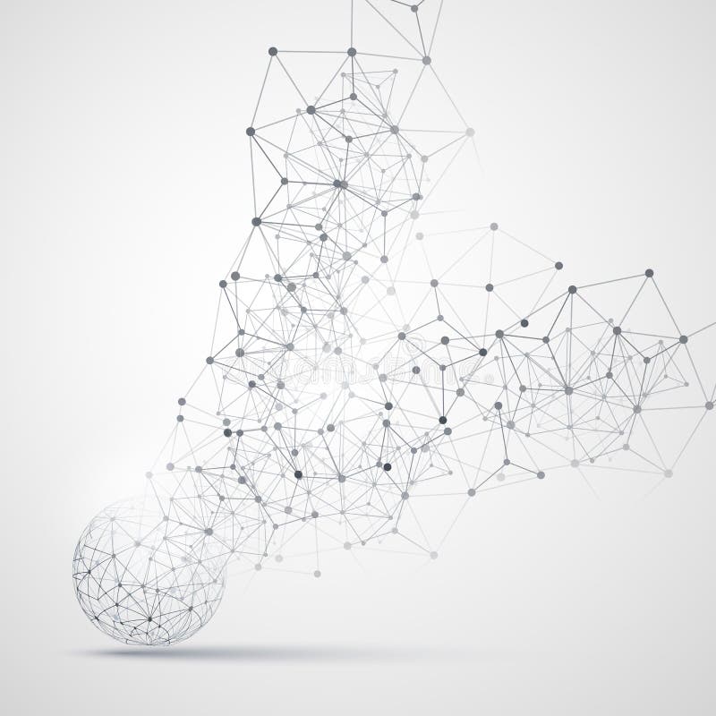 Abstract Cloud Computing and Network Connections Concept Design with Transparent Geometric Mesh, Wireframe Sphere royalty free illustration