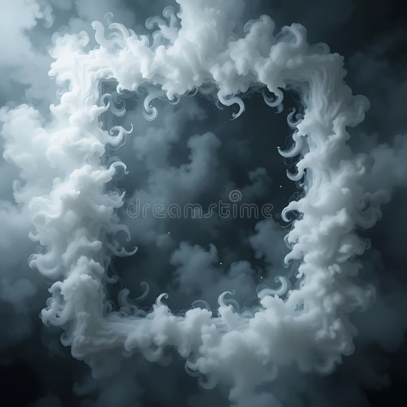 Abstract Cloud Formation Forming a Square Shape Against Dark Sky stock illustration
