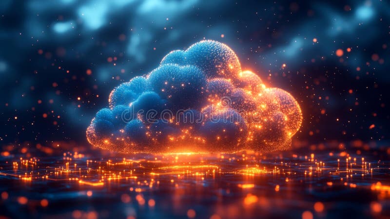 Abstract Cloud of Glowing Particles vector illustration