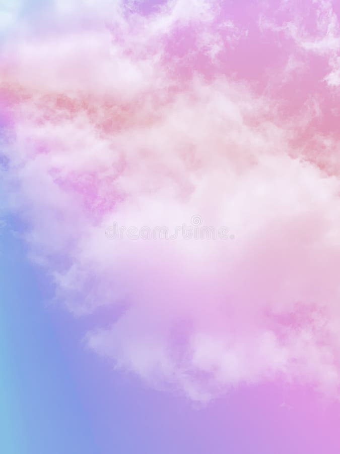 Abstract Cloud and Sky with a Pastel Rainbow Colored Background. Stock ...