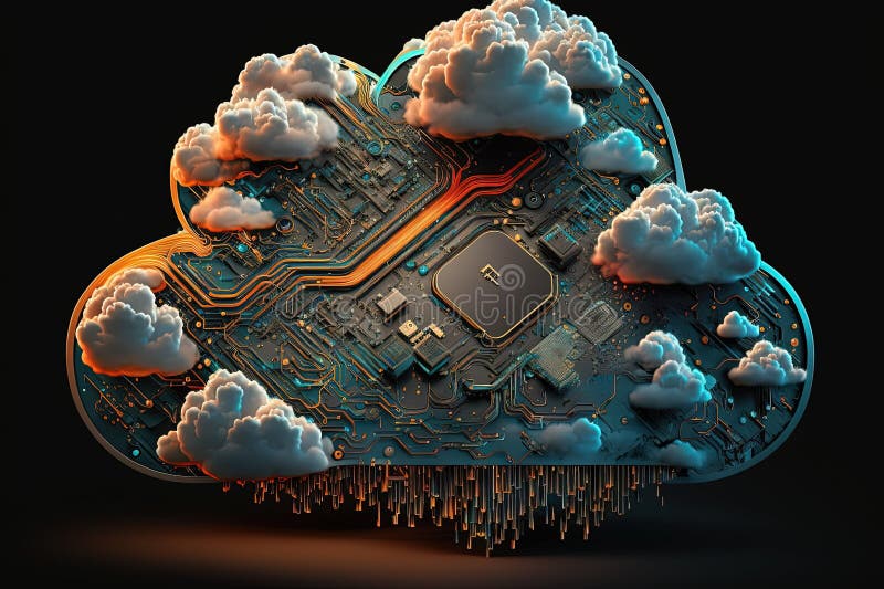 Abstract cloud storage computing, advanced artificial intelligence technology, Generative Ai