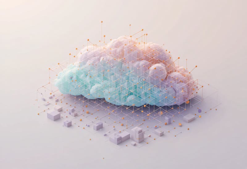 Abstract cloud structure with geometric lattice design royalty free illustration