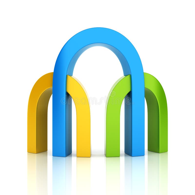 Abstract color business symbol with 3 archs royalty free illustration