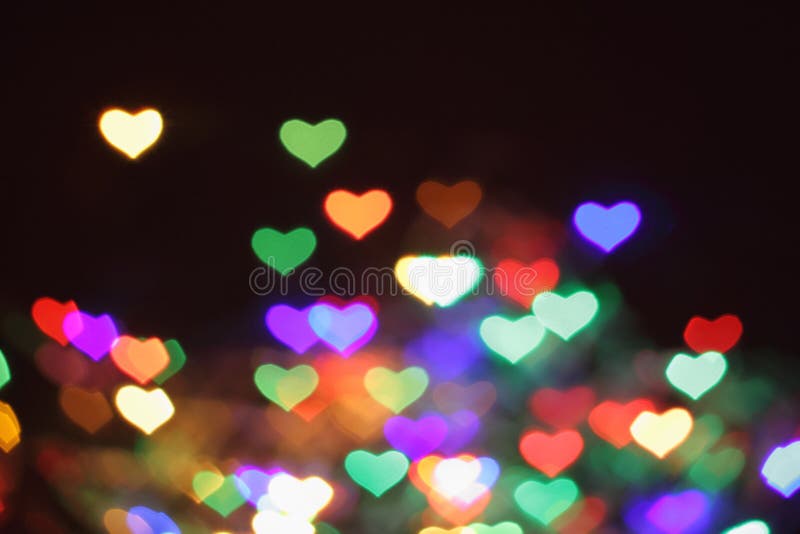 Abstract color christmas light background (hearts)