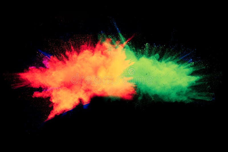 Abstract Color Powder Explosion on Black  Motion of Dust  Splash. Painted Holi in Festival Stock Image - Image of cosmic, green:  140487939