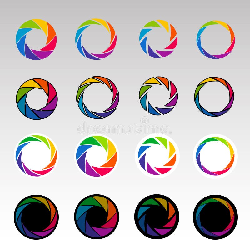 Abstract color shapes, spiral, aperture. Shutters. stock illustration Abstract color shapes, spiral, aperture. Shutters. stock illustration