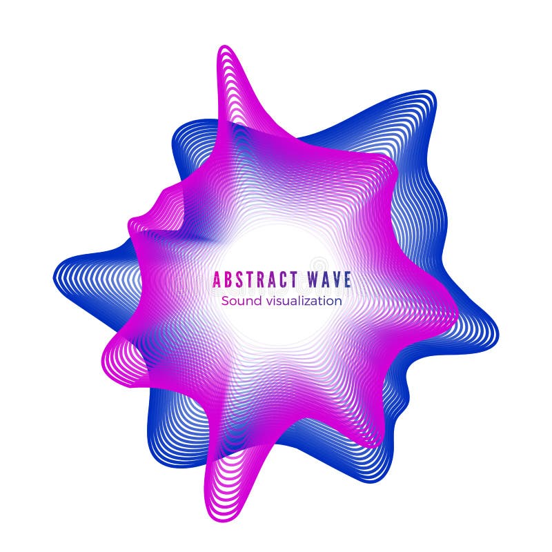 Abstract color sound wave. Digital music visualization. Red and blue energy waves template. Audio equalizer isolated on white stock illustration