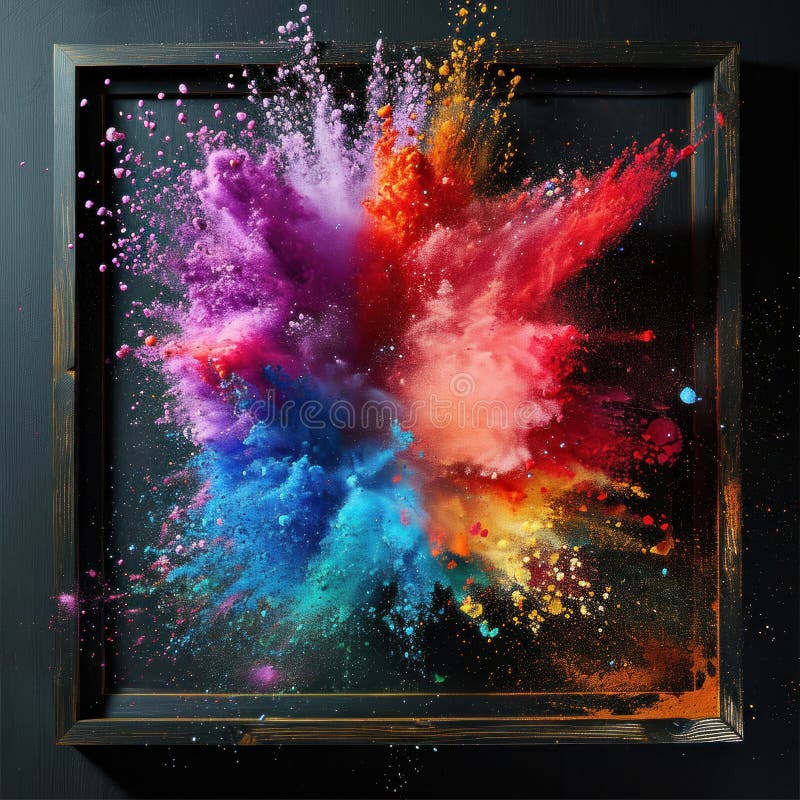 Abstract Color Splash with Frame for Wallpaper Design. Colorful Dust ...