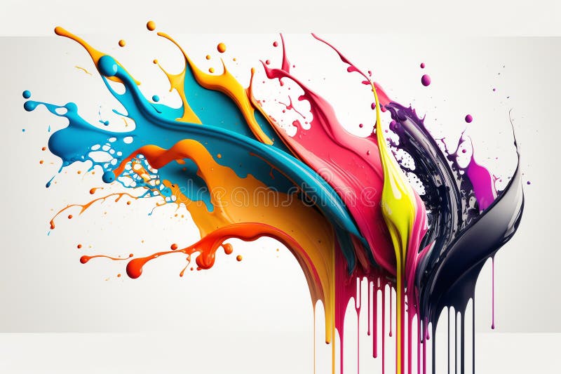 Abstract Color Splash Isolated On White Background Paint Splashes