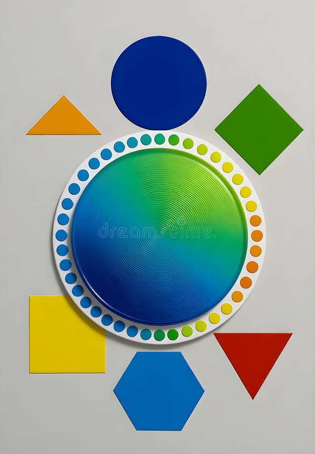 Abstract Color Wheel With Geometric Shapes: Vibrant Modern Wall Art for Design and Decor royalty free illustration