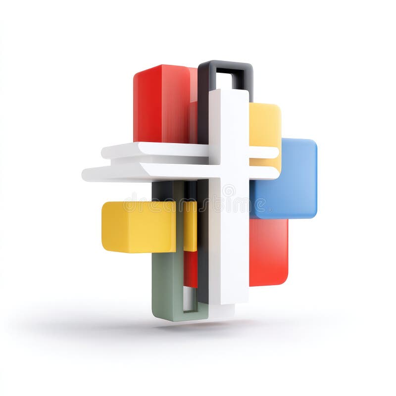 Abstract Colorat 3D Forme Geometrice Interblocare Design royalty free illustration