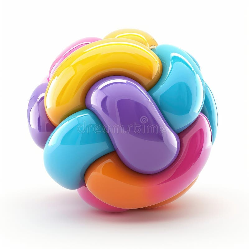 Abstract Colorat Interlocking Sferi 3D Strălucitoare stock illustration