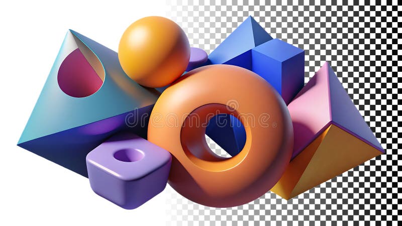 Abstract colorate forme geometrice compoziție jucăușă artă modernă png imagine transparentă Generative AI royalty free illustration