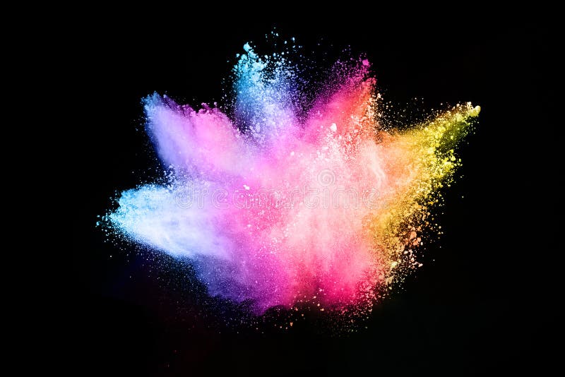 Abstract Colored Dust Explosion on a Black Background. Stock Image ...