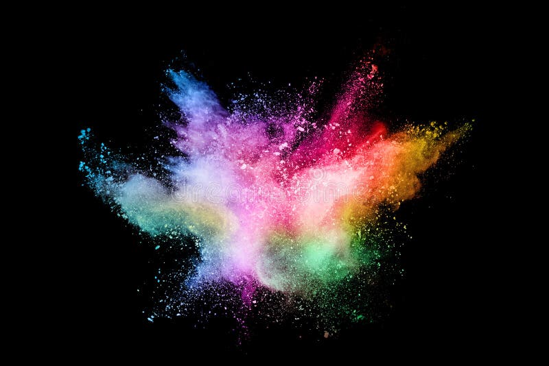 Abstract Colored Dust Explosion on a Black Background. Stock Image ...