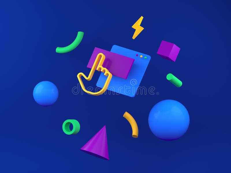 Abstract colored geometric shapes for web design. 3d render royalty free illustration Abstract colored geometric shapes for web design. 3d render royalty free illustration