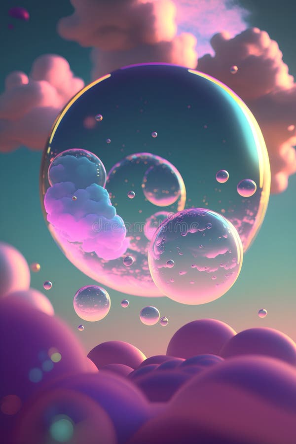 Abstract colorful background with bubbles. 3d rendering, 3d illustration. royalty free illustration