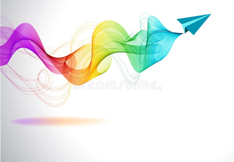 Abstract colorful background with paper air plane