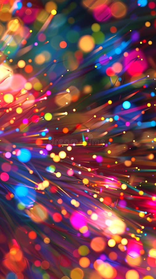Abstract colorful bokeh light burst with vibrant particles. Concept of celebration, festive, illumination, vibrant stock photography