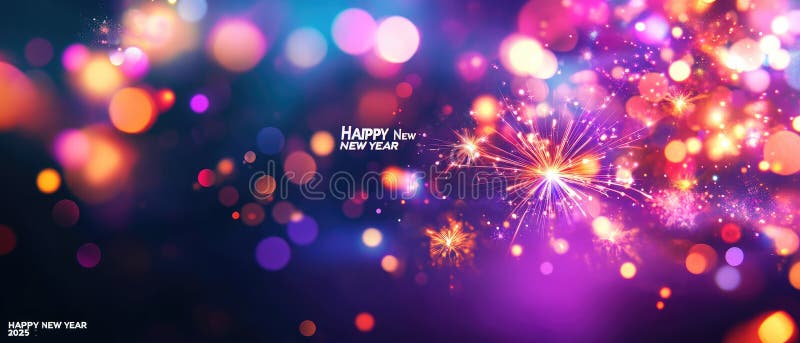 Abstract colorful bokeh lights with sparkling fireworks for a celebratory New Year background vector illustration