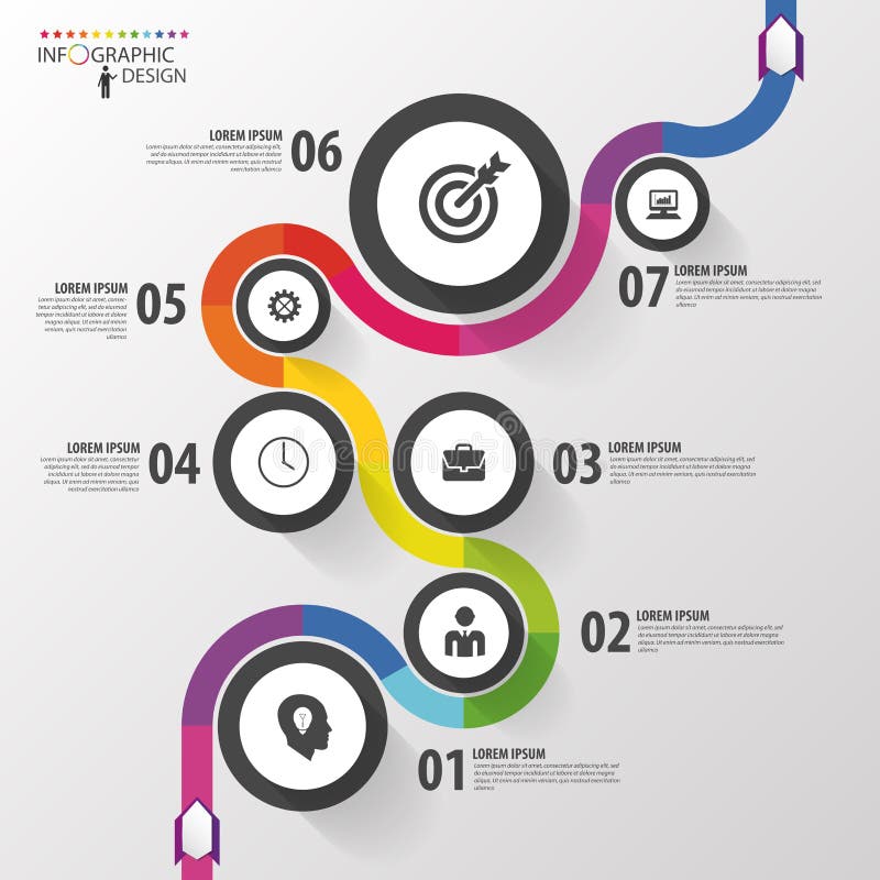 Abstract colorful business path. Timeline infographic template. Vector royalty free illustration
