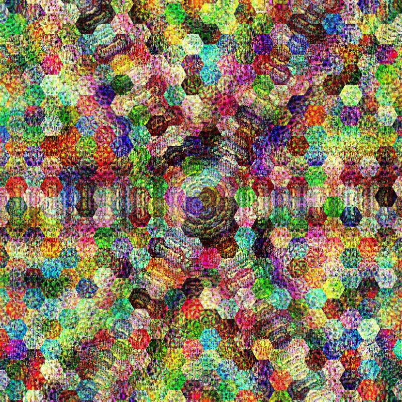 Abstract Colorful Chaotic Geometric Background in hexagonal rainbow elements royalty free illustration