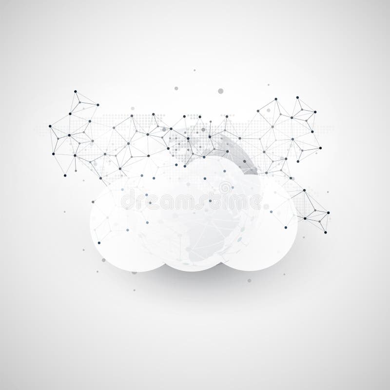 Cloud Computing Design Concept with Wireframe - Digital Network Connections, Technology Background vector illustration Cloud Computing Design Concept with Wireframe - Digital Network Connections, Technology Background vector illustration