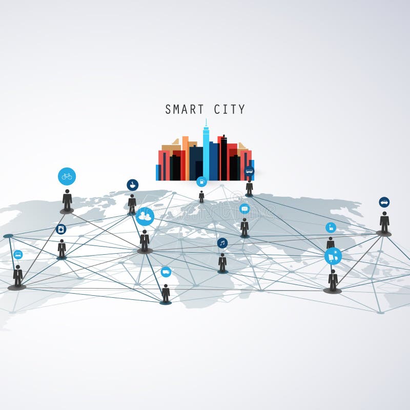 Smart Cities Networks Business Connections Social Media Concept