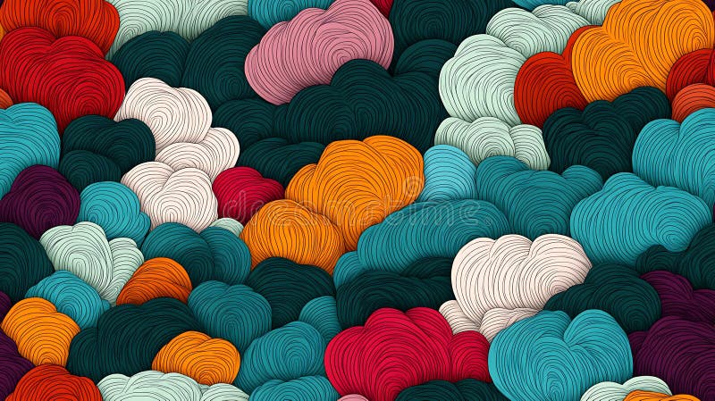 Abstract Colorful Cloud Shapes Background Texture stock illustration