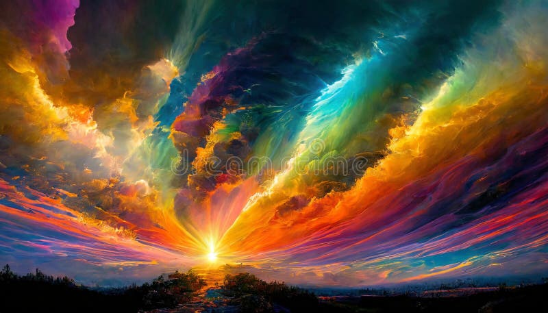 Abstract colorful clouds landscape sky sunset stock illustration