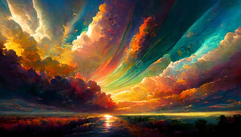 Abstract colorful clouds landscape sky sunset royalty free illustration
