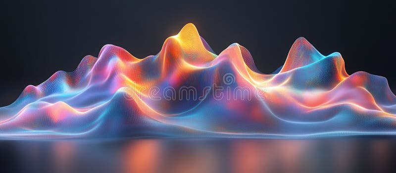 Abstract Colorful 3D Data Visualization Waveform Landscape stock illustration