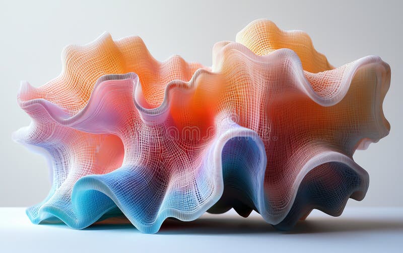 Abstract 3D render of colorful organic looking shape royalty free illustration