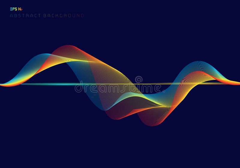 Abstract colorful digital equalizer wave lines on dark blue background technology concept royalty free illustration