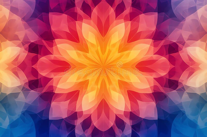 Abstract colorful floral pattern with overlapping layers creating a mandala design, stunning background