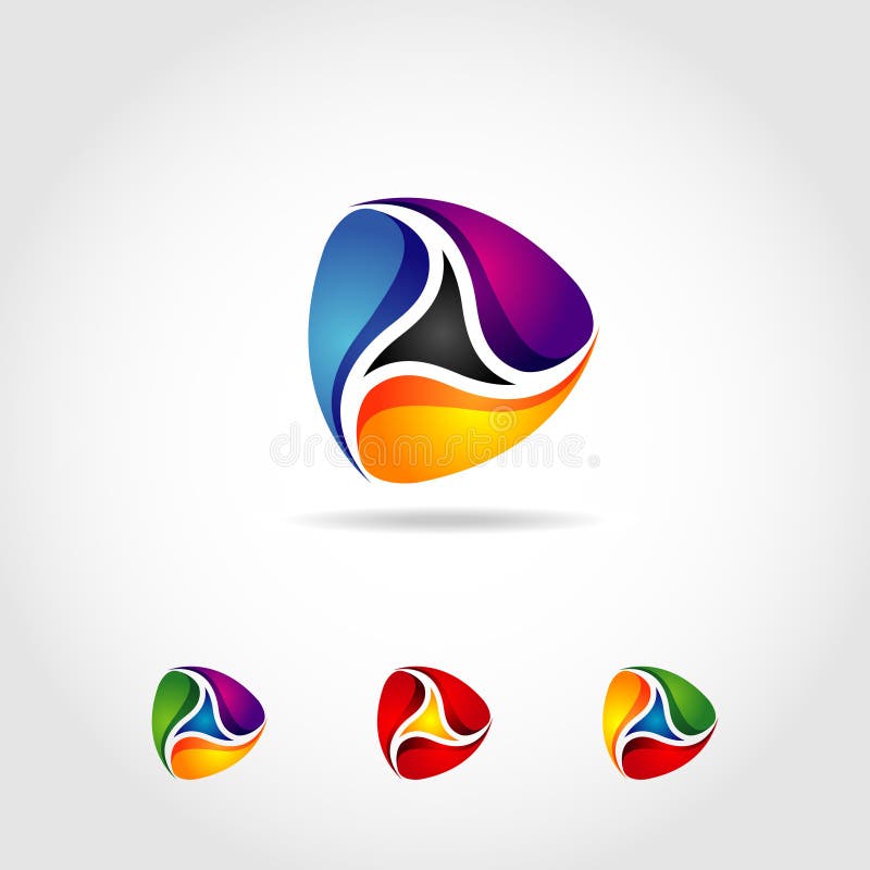 Abstract Colorful Fluid Loop Shape Logo Sign Symbol Icon stock illustration