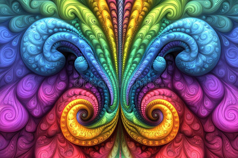 Abstract colorful fractal pattern with swirls and spirals vector illustration
